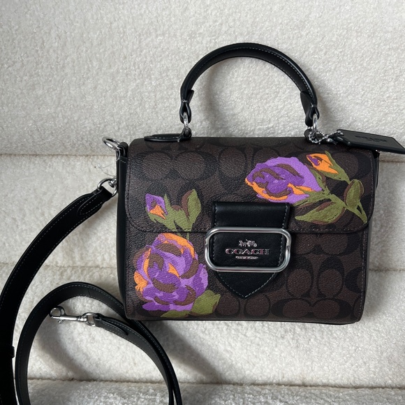 Coach Morgan Top Handle Satchel In Signature Canvas With Rose Print - Picture 1 of 9